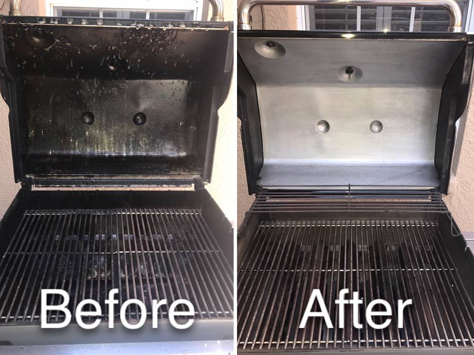 Professional grill cleaning service in action